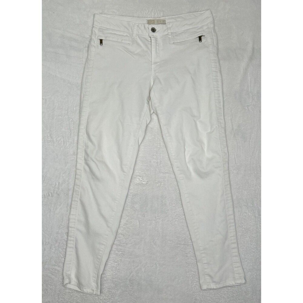 Zara Basic Denim White Skinny Jeans Women’s 10 Mid Rise Stretch Jeggings